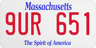 MA license plate 9UR651
