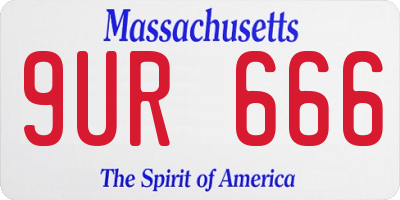 MA license plate 9UR666