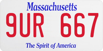 MA license plate 9UR667