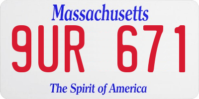MA license plate 9UR671