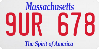 MA license plate 9UR678