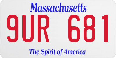 MA license plate 9UR681