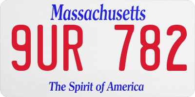 MA license plate 9UR782