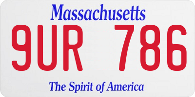 MA license plate 9UR786