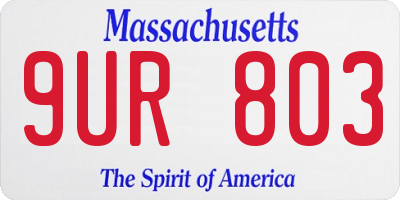 MA license plate 9UR803