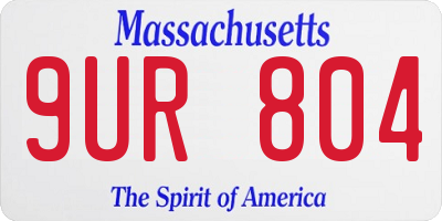 MA license plate 9UR804