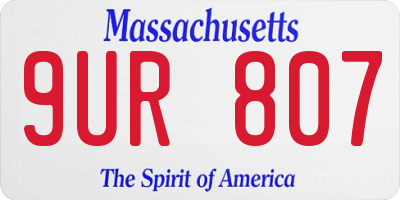 MA license plate 9UR807