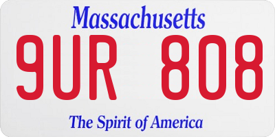 MA license plate 9UR808