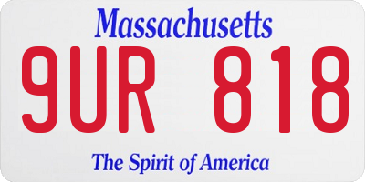 MA license plate 9UR818