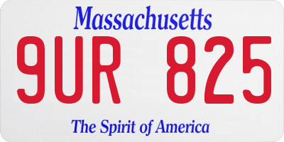 MA license plate 9UR825
