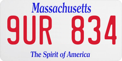 MA license plate 9UR834