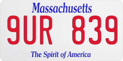 MA license plate 9UR839