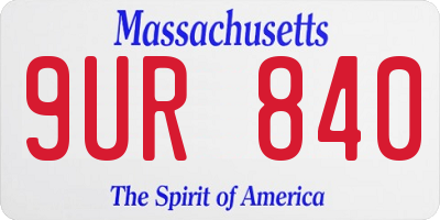 MA license plate 9UR840