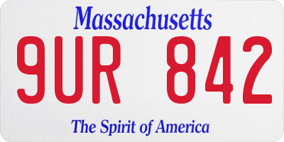 MA license plate 9UR842