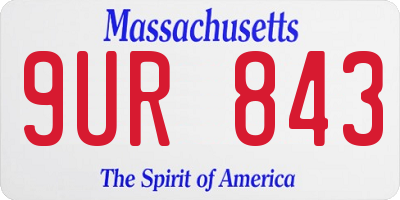 MA license plate 9UR843