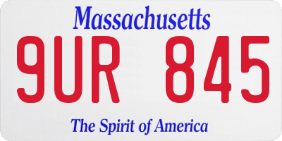 MA license plate 9UR845