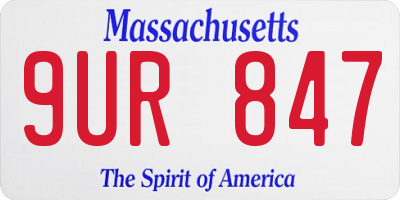 MA license plate 9UR847
