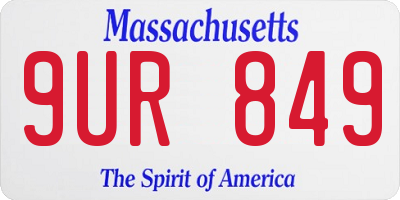 MA license plate 9UR849
