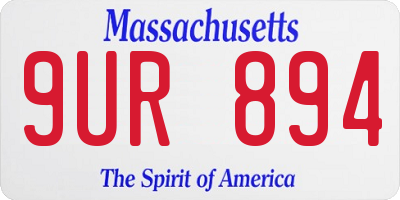 MA license plate 9UR894