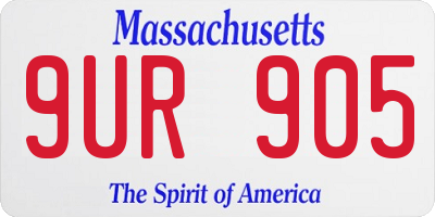 MA license plate 9UR905