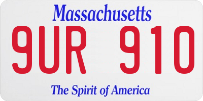 MA license plate 9UR910