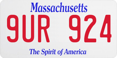 MA license plate 9UR924