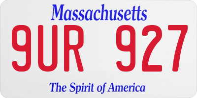 MA license plate 9UR927