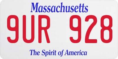MA license plate 9UR928