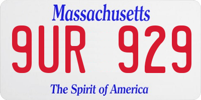 MA license plate 9UR929