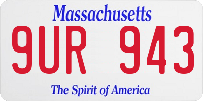 MA license plate 9UR943
