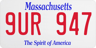 MA license plate 9UR947