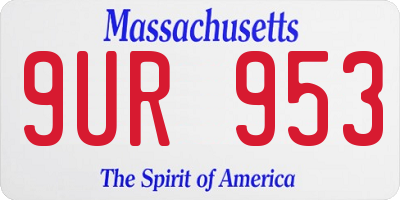 MA license plate 9UR953