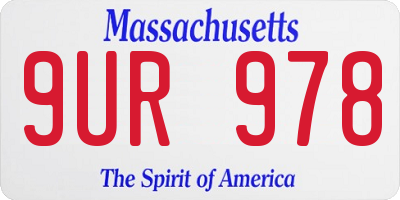 MA license plate 9UR978