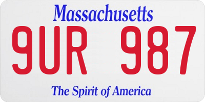 MA license plate 9UR987