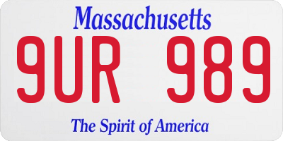 MA license plate 9UR989