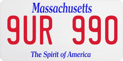 MA license plate 9UR990