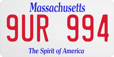 MA license plate 9UR994