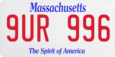 MA license plate 9UR996