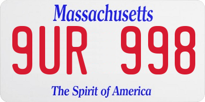 MA license plate 9UR998