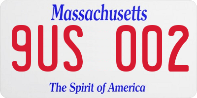MA license plate 9US002
