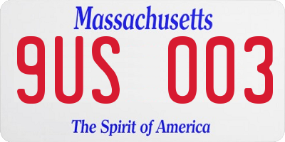 MA license plate 9US003