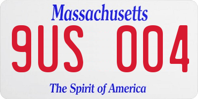 MA license plate 9US004