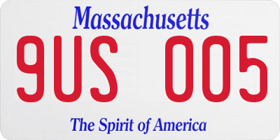 MA license plate 9US005