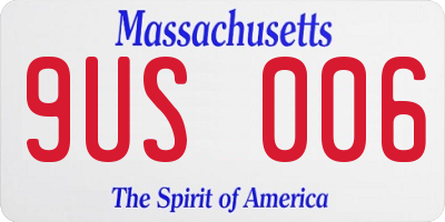 MA license plate 9US006