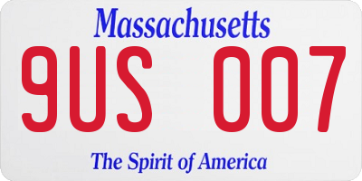 MA license plate 9US007