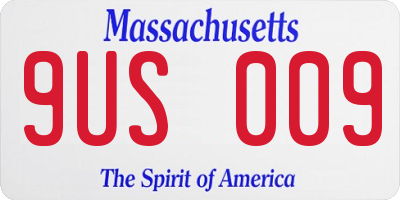 MA license plate 9US009