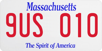 MA license plate 9US010