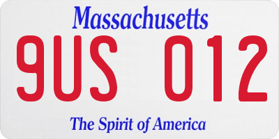 MA license plate 9US012