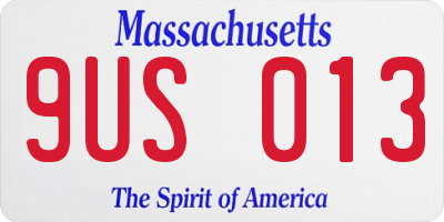 MA license plate 9US013