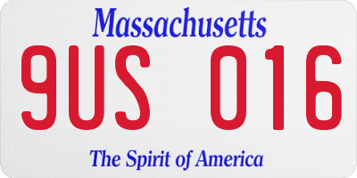 MA license plate 9US016